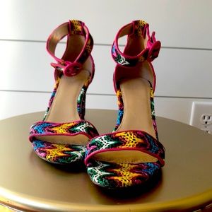 J.Crew Multicolor heel, woven design, in great shape!
